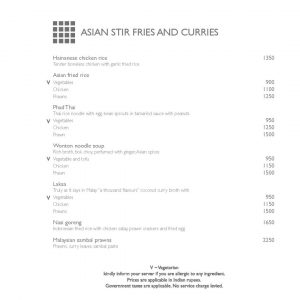 The qube menu curries