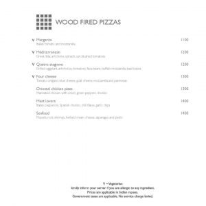 The qube menu pizza