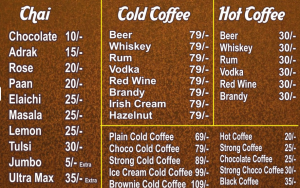 the chai latte menu